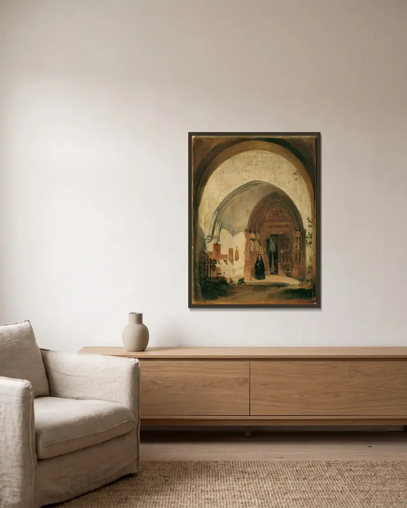 Das Portal der Stiftskirche Nonnberg in Salzburg von Rudolf von Alt gerahmt an einer Wand