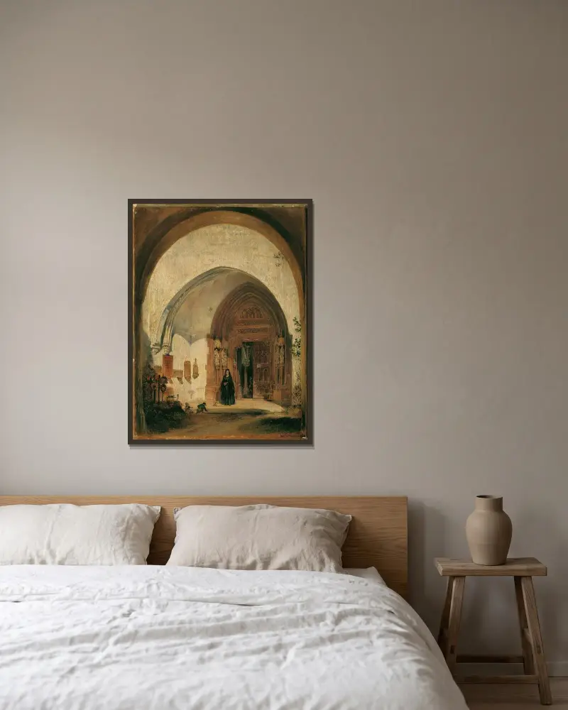 Das Portal der Stiftskirche Nonnberg in Salzburg von Rudolf von Alt gerahmt an einer Wand