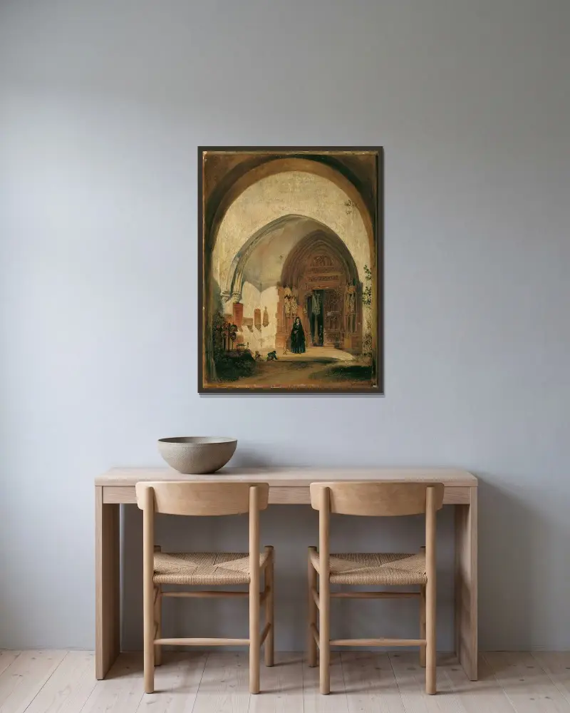 Das Portal der Stiftskirche Nonnberg in Salzburg von Rudolf von Alt gerahmt an einer Wand