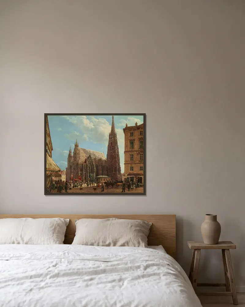 Der Stephansdom in Wien von Rudolf von Alt gerahmt an einer Wand