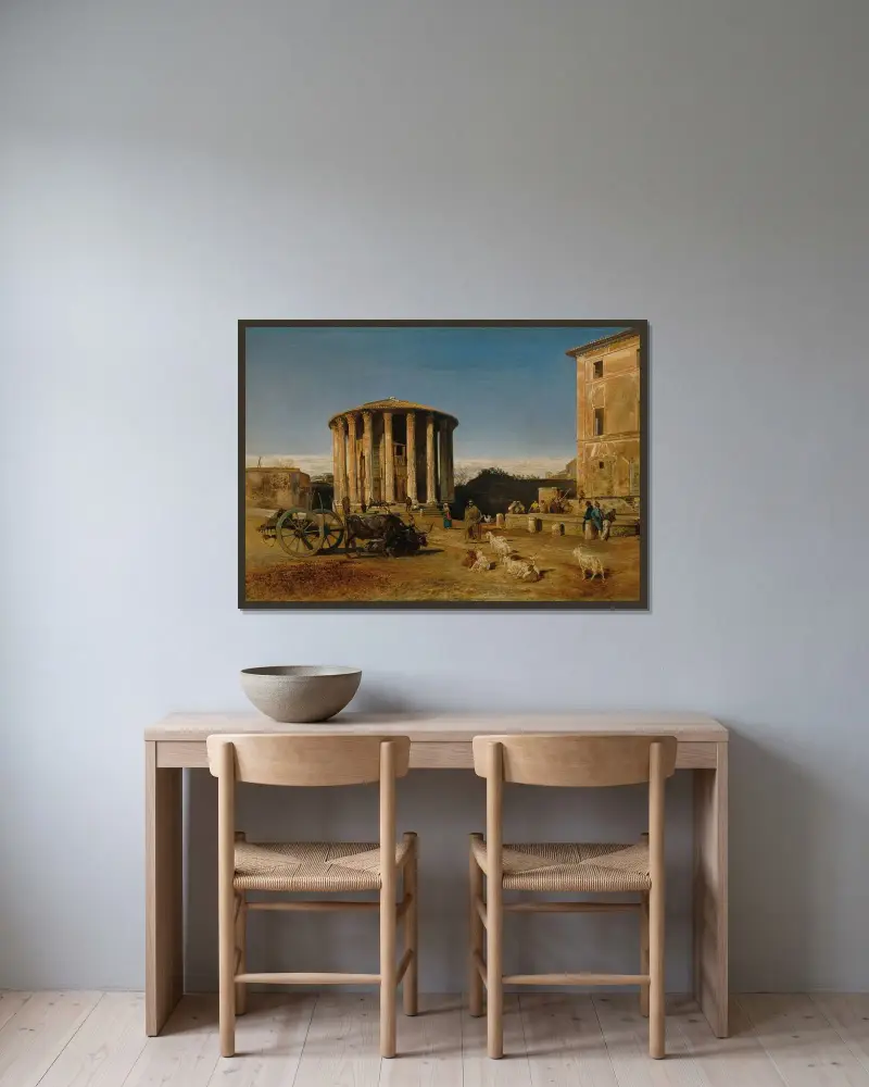 Der Vestatempel in Rom von Rudolf von Alt gerahmt an einer Wand