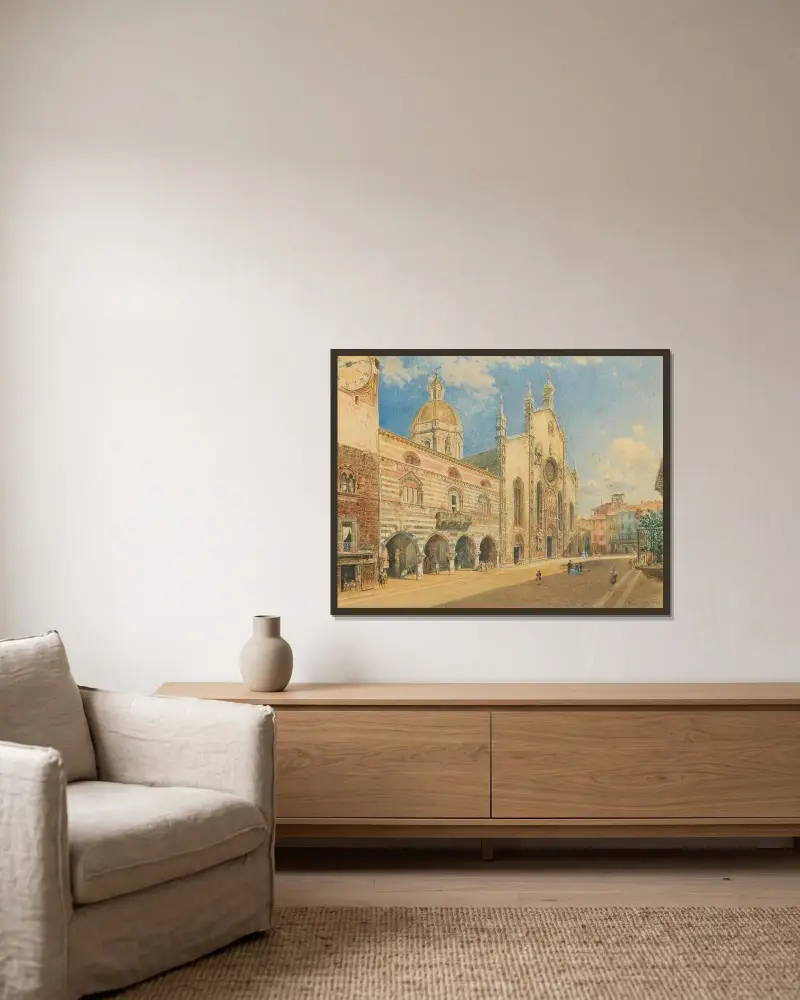 Dom zu Como von Rudolf von Alt gerahmt an einer Wand
