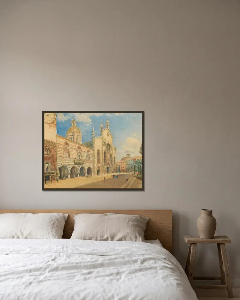 Dom zu Como von Rudolf von Alt gerahmt an einer Wand