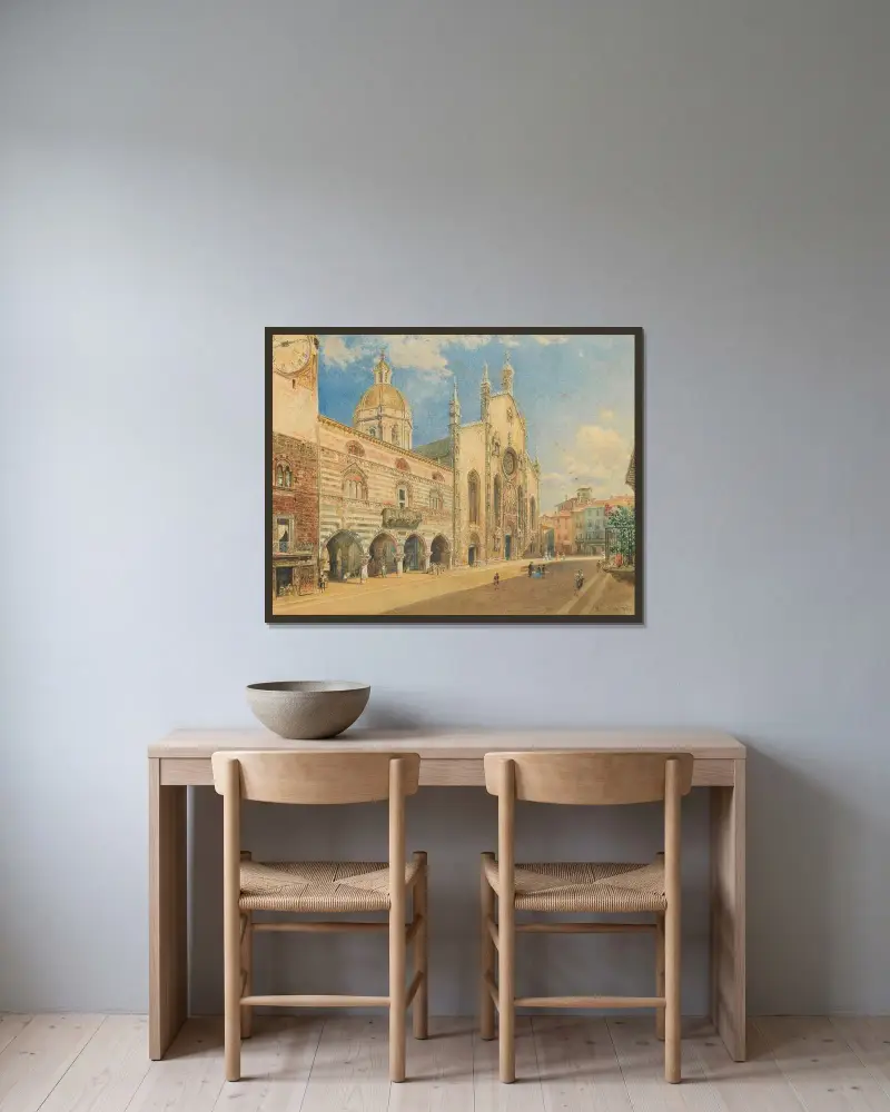 Dom zu Como von Rudolf von Alt gerahmt an einer Wand