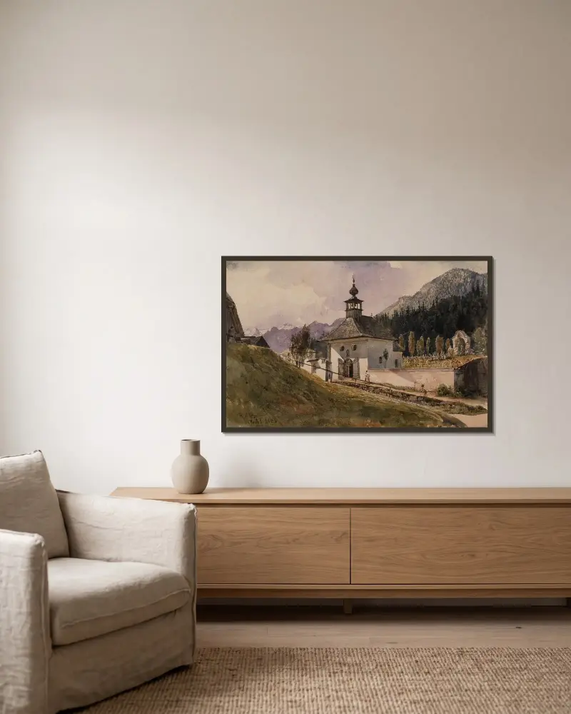 Friedhof in Ischl von Rudolf von Alt gerahmt an einer Wand