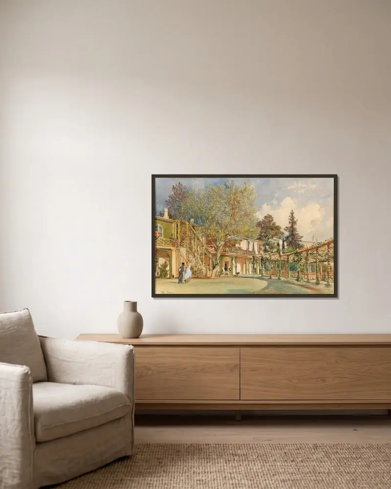 Der Haupthof des Khanpalastes in Bachtschissarai von Rudolf von Alt gerahmt an einer Wand