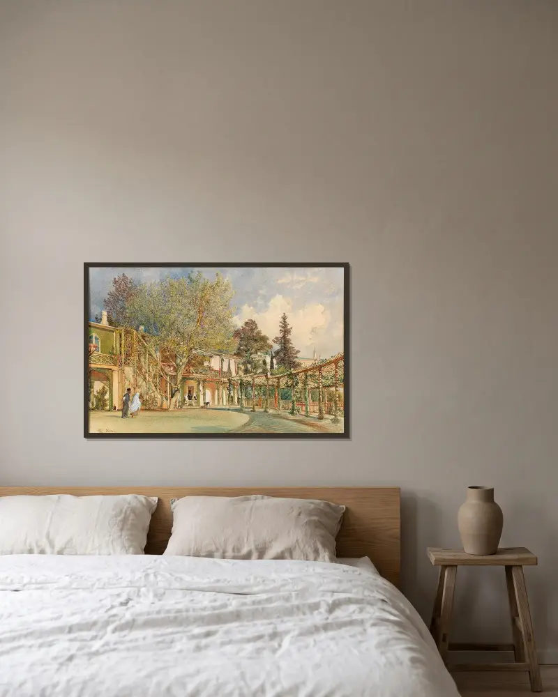Der Haupthof des Khanpalastes in Bachtschissarai von Rudolf von Alt gerahmt an einer Wand