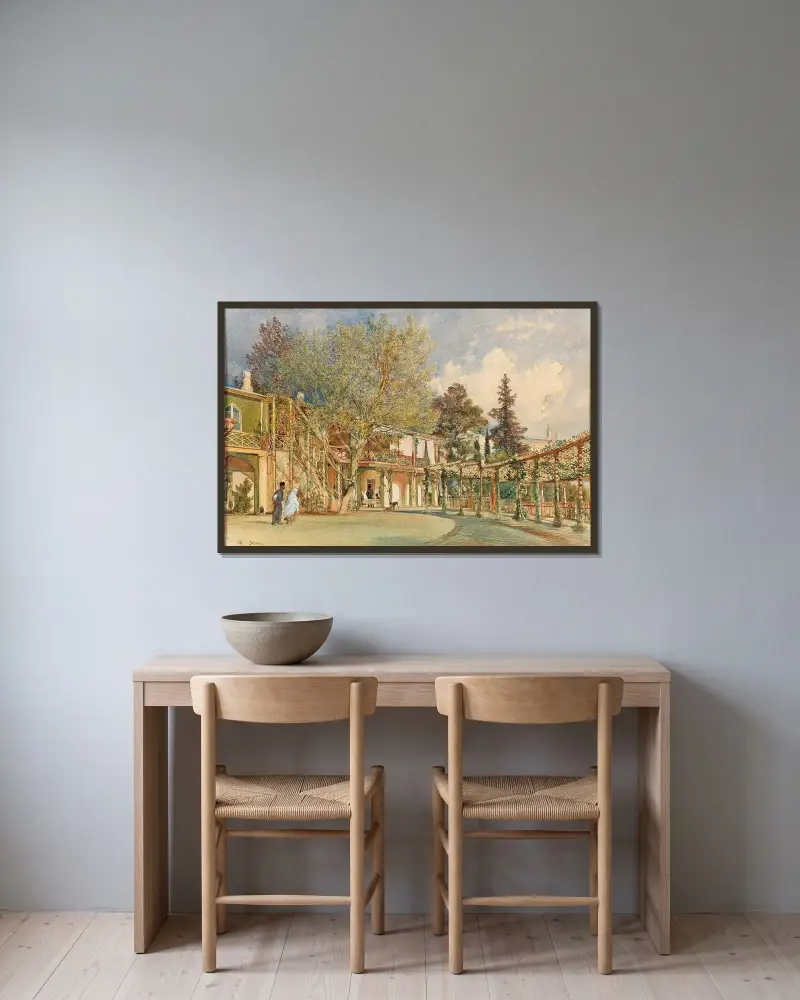 Der Haupthof des Khanpalastes in Bachtschissarai von Rudolf von Alt gerahmt an einer Wand