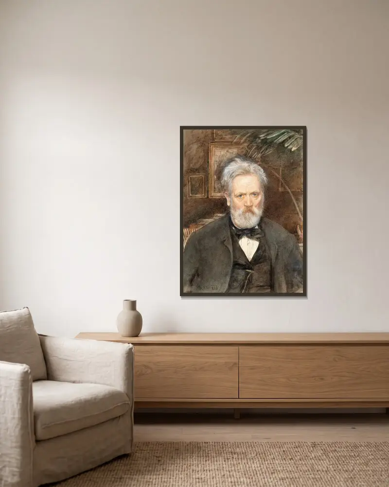 Selbstporträt von Rudolf von Alt gerahmt an einer Wand