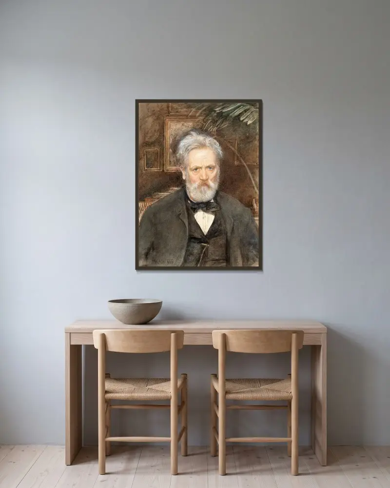 Selbstporträt von Rudolf von Alt gerahmt an einer Wand