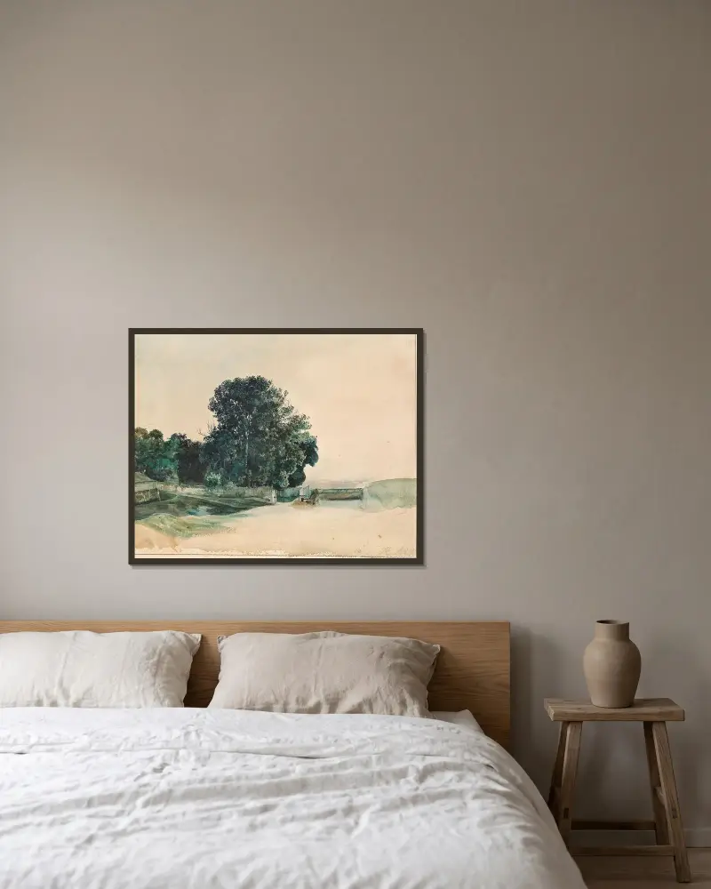 Baumstudie von Rudolf von Alt gerahmt an einer Wand