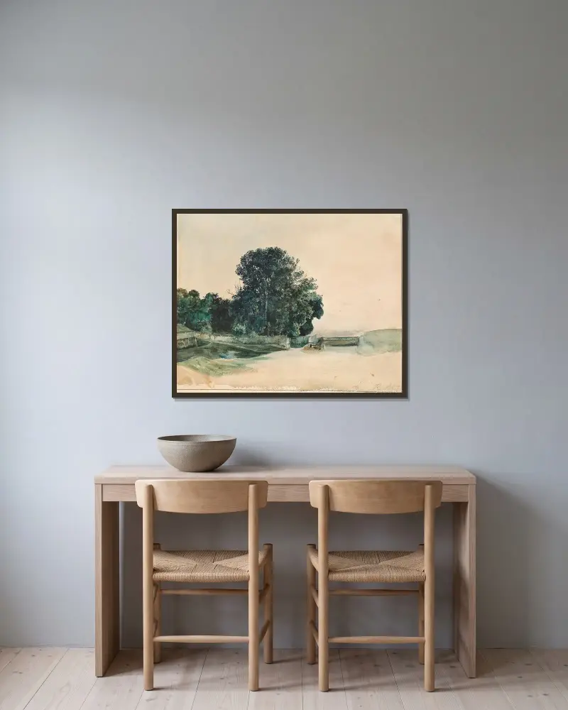 Baumstudie von Rudolf von Alt gerahmt an einer Wand