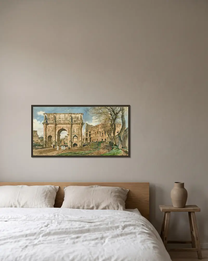 Der Konstantinsbogen und das Colosseum, Rom von Rudolf von Alt gerahmt an einer Wand