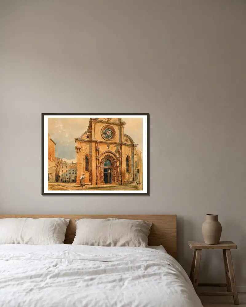 The cathedral of Sebenico (Sibenik) in Dalmatia av Rudolf von Alt inramad på en vägg