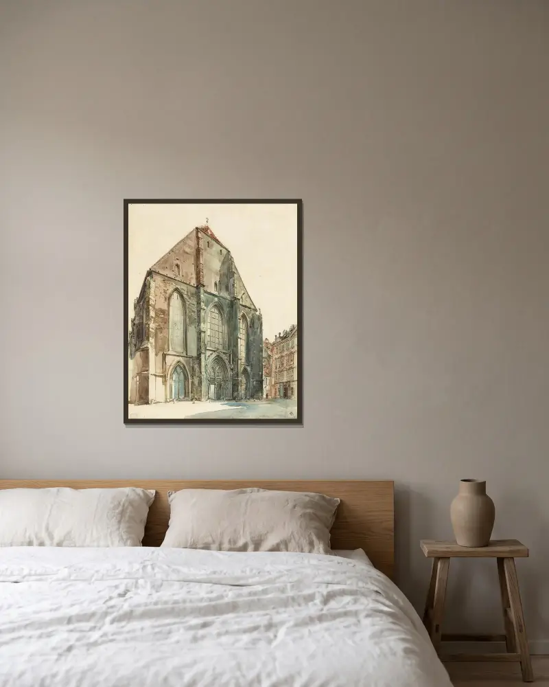 Die Minoritenkirche in Wien von Rudolf von Alt gerahmt an einer Wand