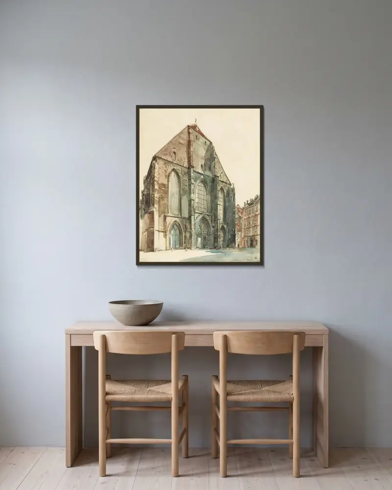Die Minoritenkirche in Wien von Rudolf von Alt gerahmt an einer Wand