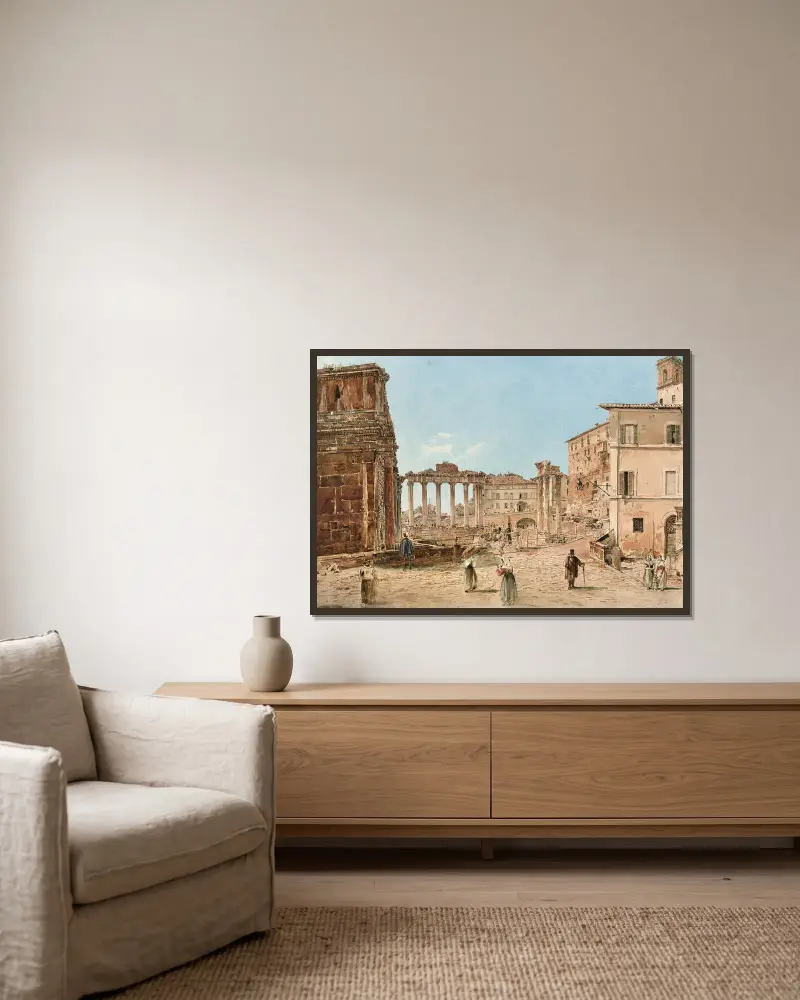 The Roman Forum in Rom av Rudolf von Alt inramad på en vägg