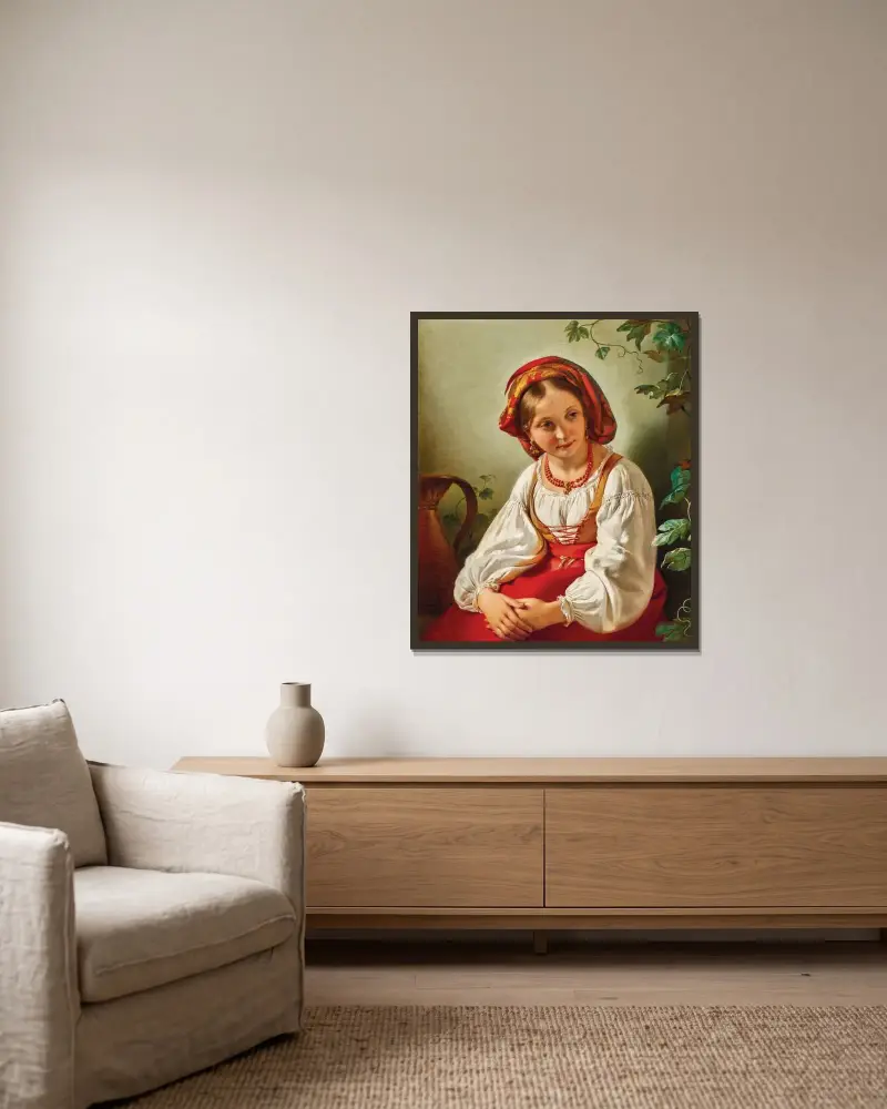 En italiensk flicka av Friedrich von Amerling inramad på en vägg