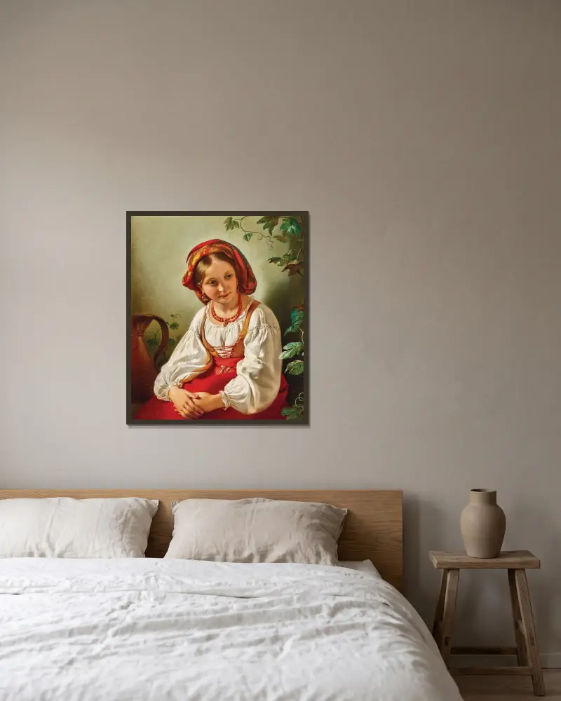 En italiensk flicka av Friedrich von Amerling inramad på en vägg