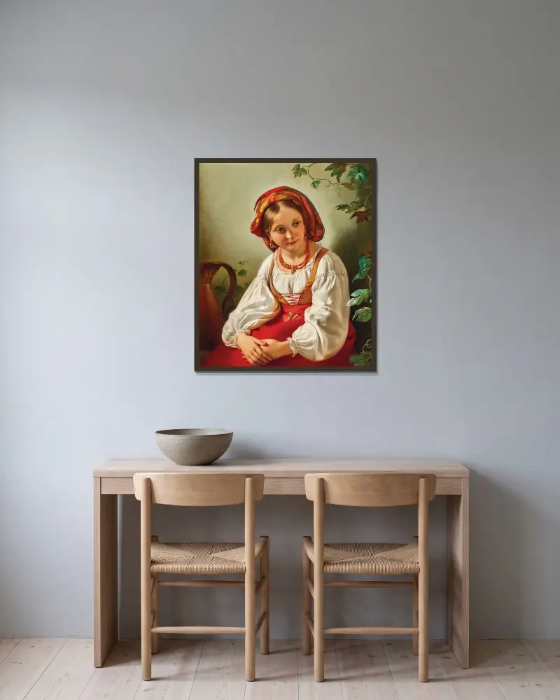 En italiensk flicka av Friedrich von Amerling inramad på en vägg