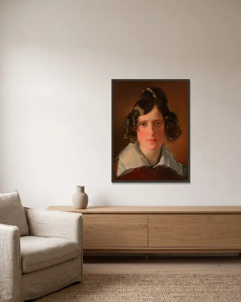 Antonie Amerling, geb. Kaltenthaler (1. Frau Amerlings) av Friedrich von Amerling inramad på en vägg