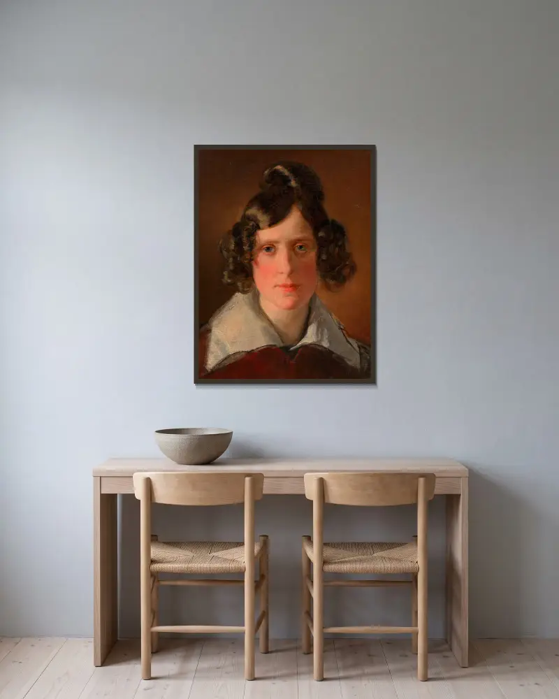Antonie Amerling, geb. Kaltenthaler (1. Frau Amerlings) av Friedrich von Amerling inramad på en vägg