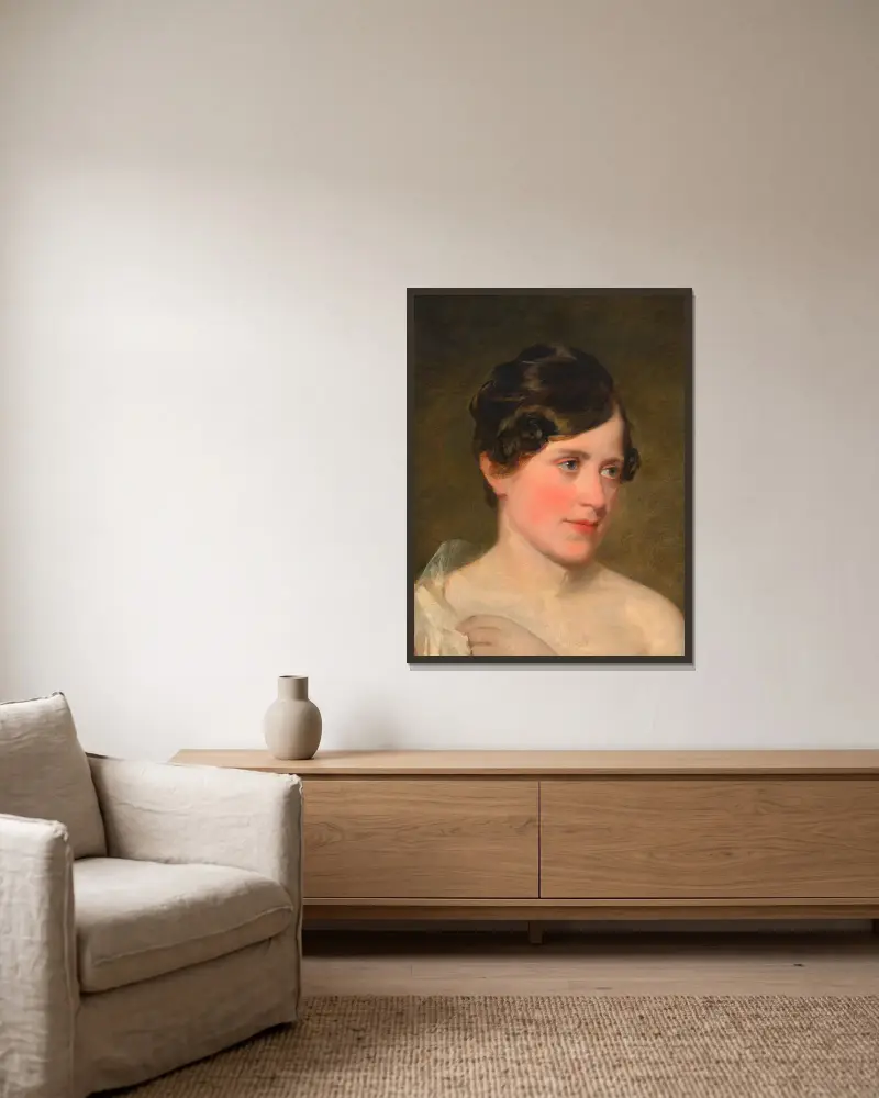 Antonie Amerling (1. Gattin des Künstlers) von Friedrich von Amerling gerahmt an einer Wand