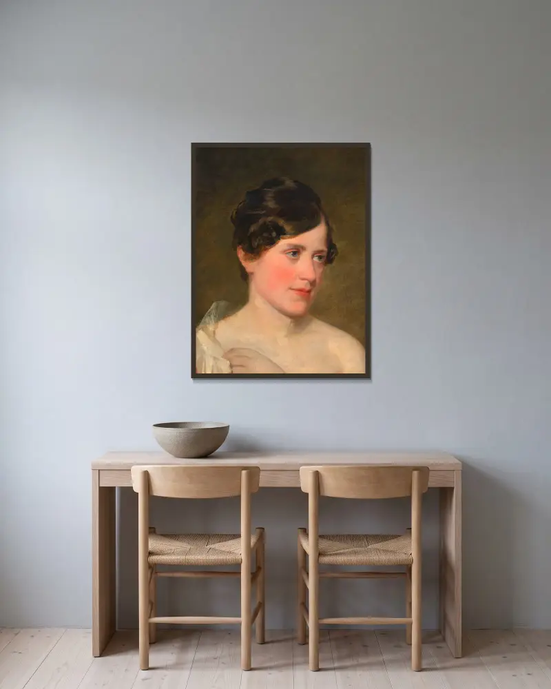 Antonie Amerling (1. Gattin des Künstlers) von Friedrich von Amerling gerahmt an einer Wand