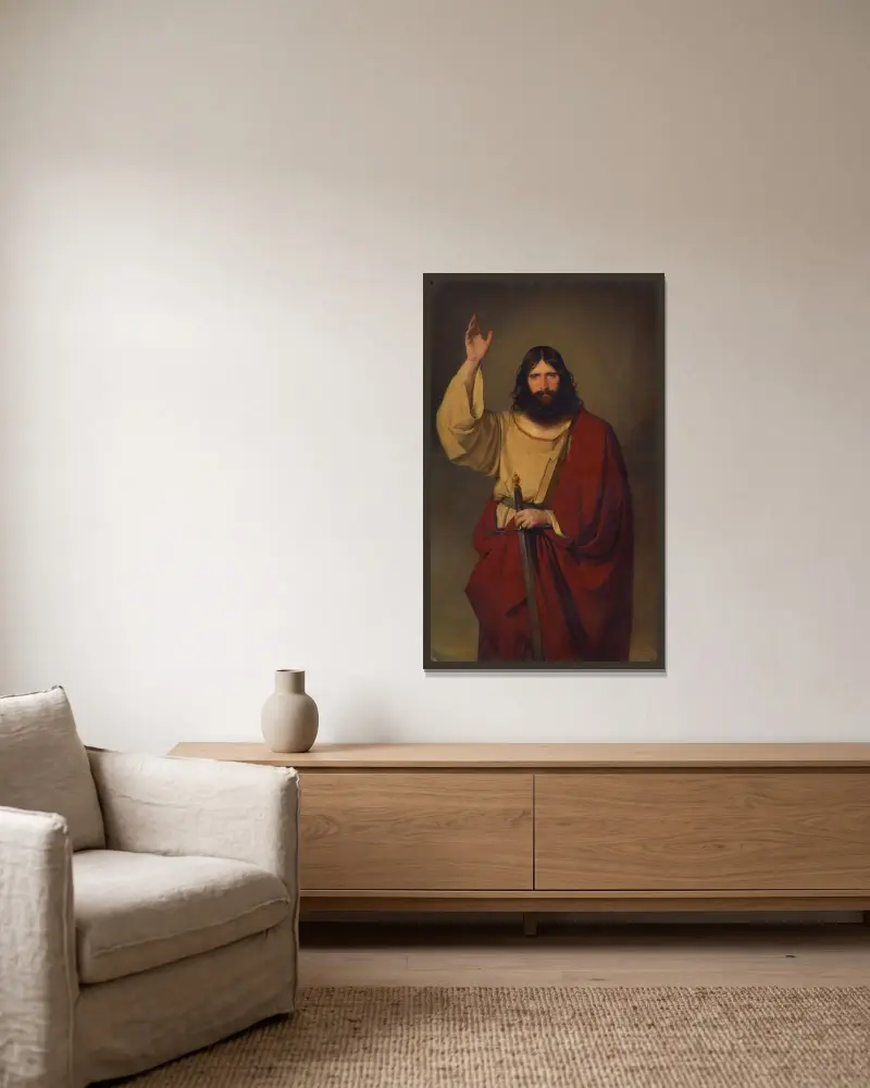 Apostel Paulus von Friedrich von Amerling gerahmt an einer Wand
