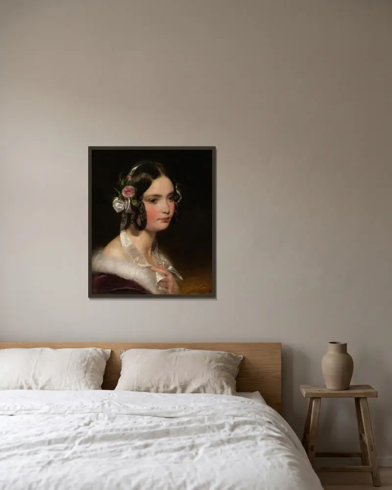 Porträtt av en flicka av Friedrich von Amerling inramad på en vägg