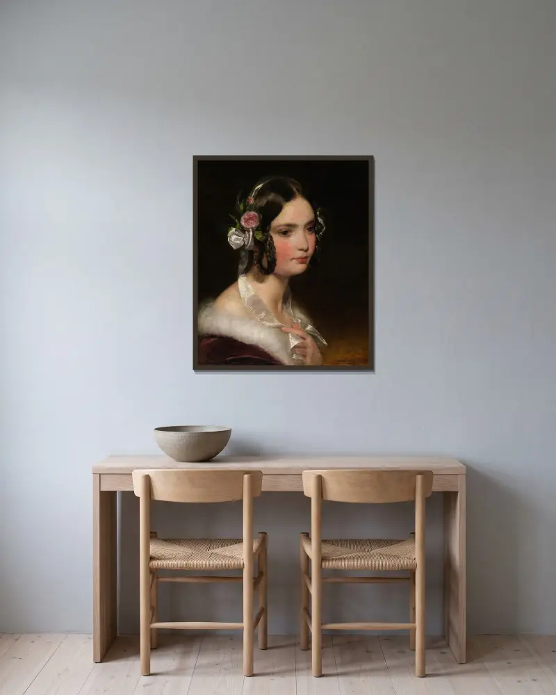 Porträtt av en flicka av Friedrich von Amerling inramad på en vägg