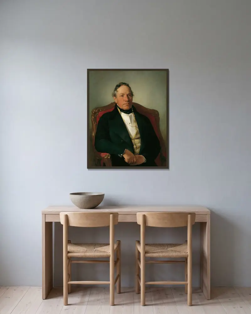 Der Industrielle Johann Nepomuk Reithoffer av Friedrich von Amerling inramad på en vägg