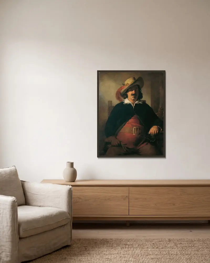 Landskapsmålaren Ignaz Raffalt som Falstaff av Friedrich von Amerling inramad på en vägg