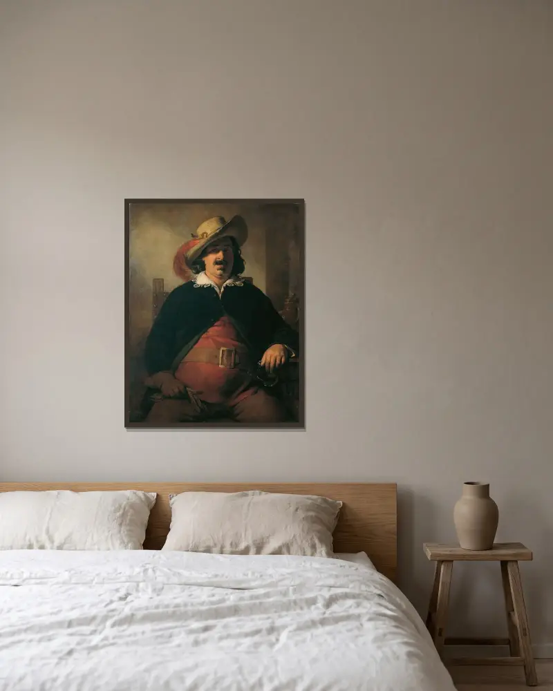 Landskapsmålaren Ignaz Raffalt som Falstaff av Friedrich von Amerling inramad på en vägg