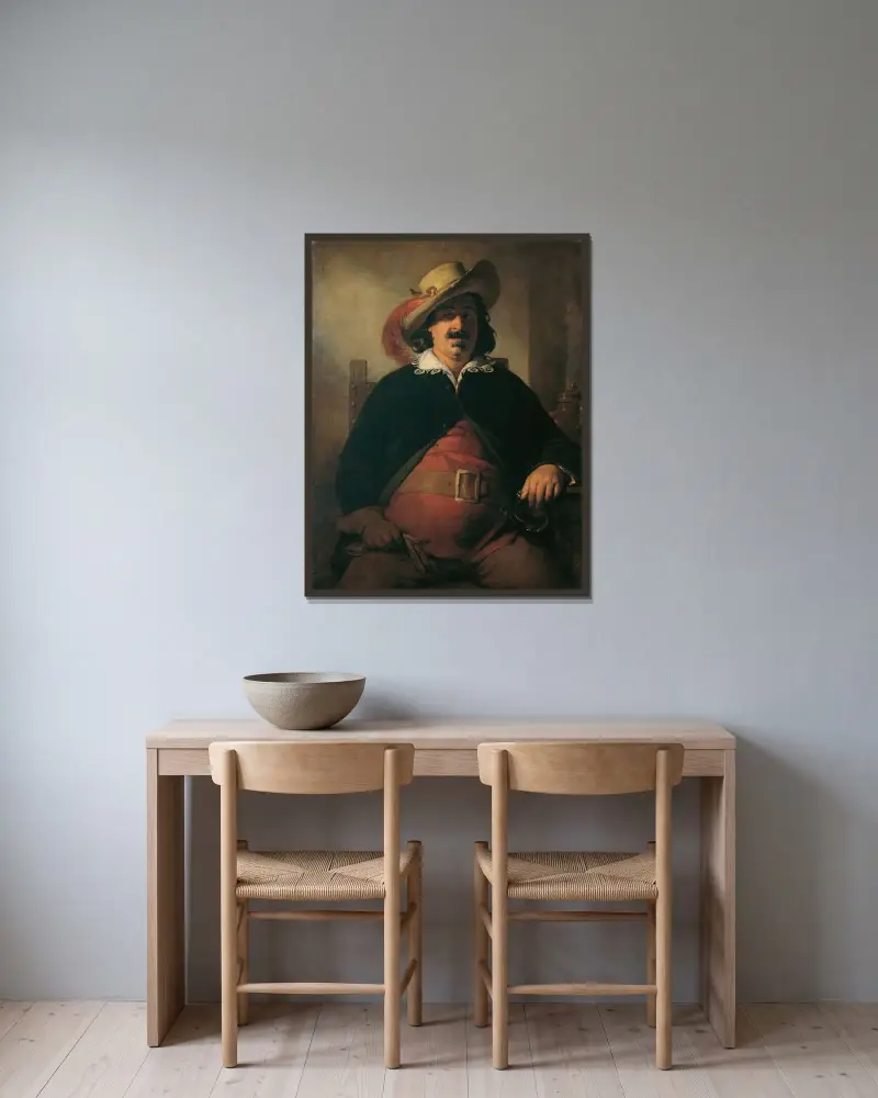 Landskapsmålaren Ignaz Raffalt som Falstaff av Friedrich von Amerling inramad på en vägg