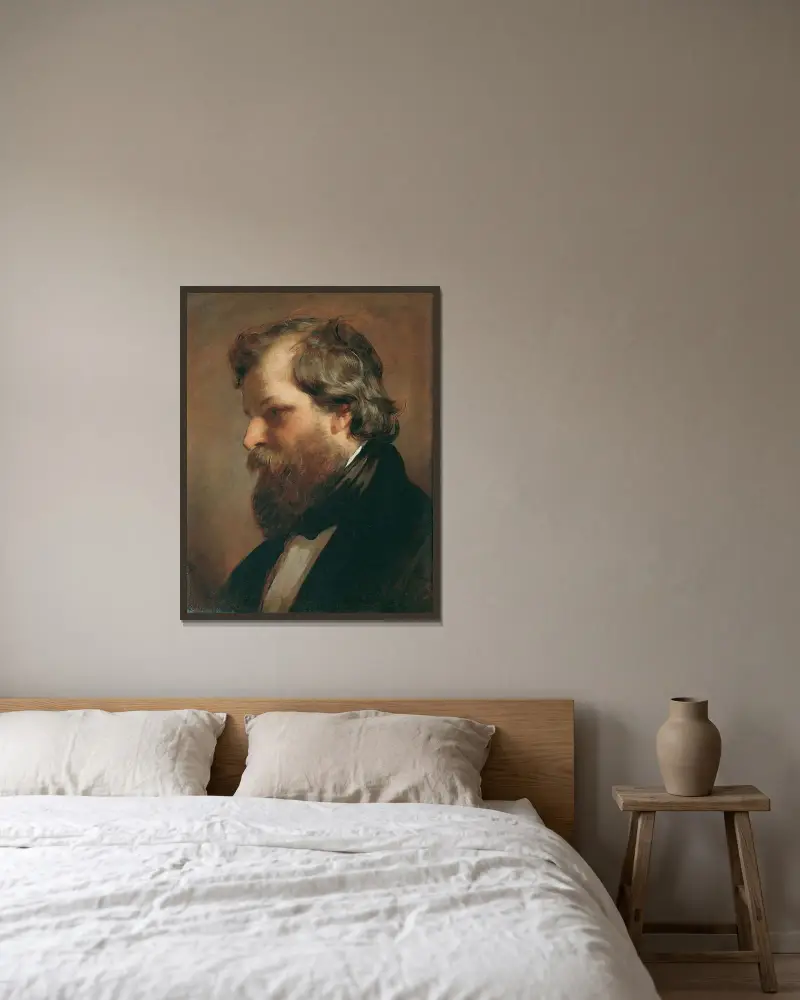 Der Maler Carl Rahl av Friedrich von Amerling inramad på en vägg