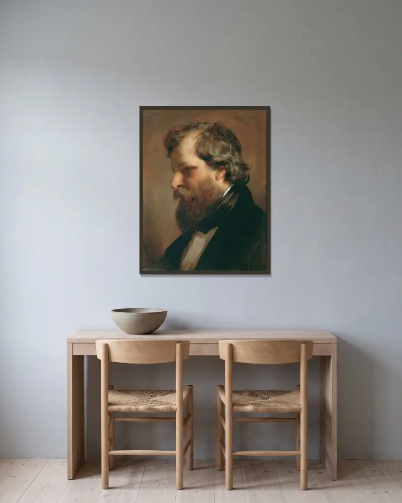 Der Maler Carl Rahl av Friedrich von Amerling inramad på en vägg