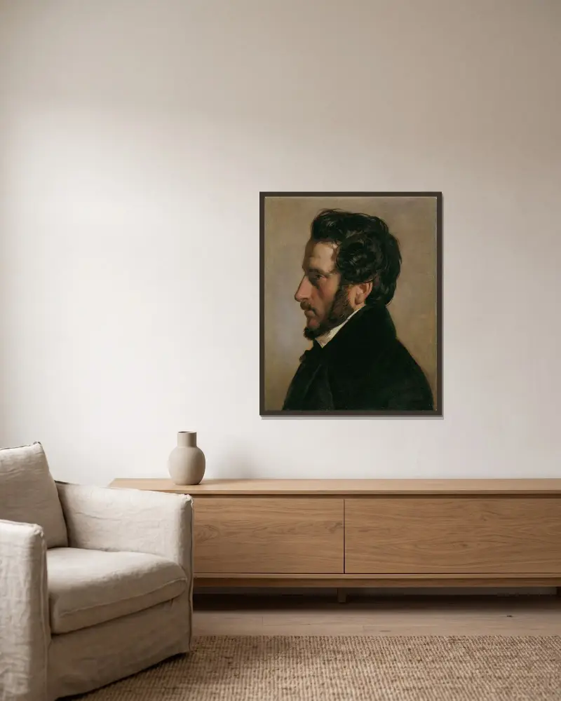 Der Maler Friedrich Gauermann av Friedrich von Amerling inramad på en vägg