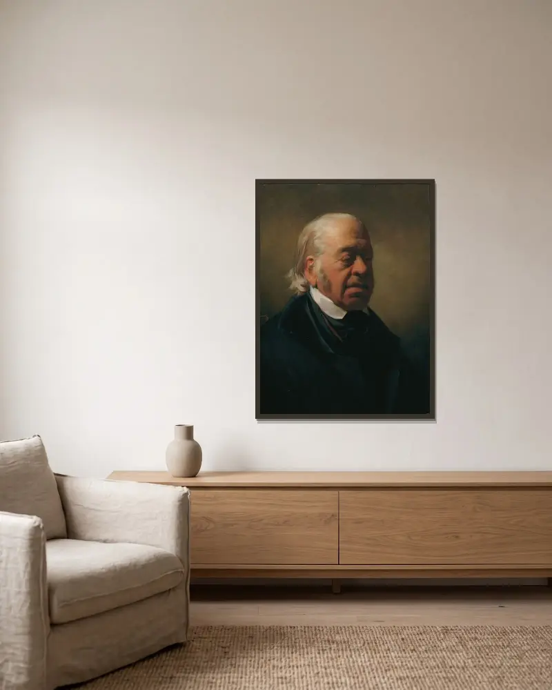 Målaren Johann Nepomuk Schödlberger av Friedrich von Amerling inramad på en vägg