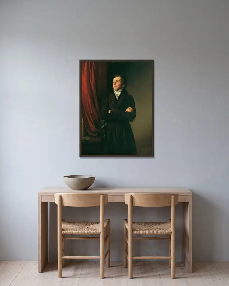 Der Maler Robert Theer av Friedrich von Amerling inramad på en vägg