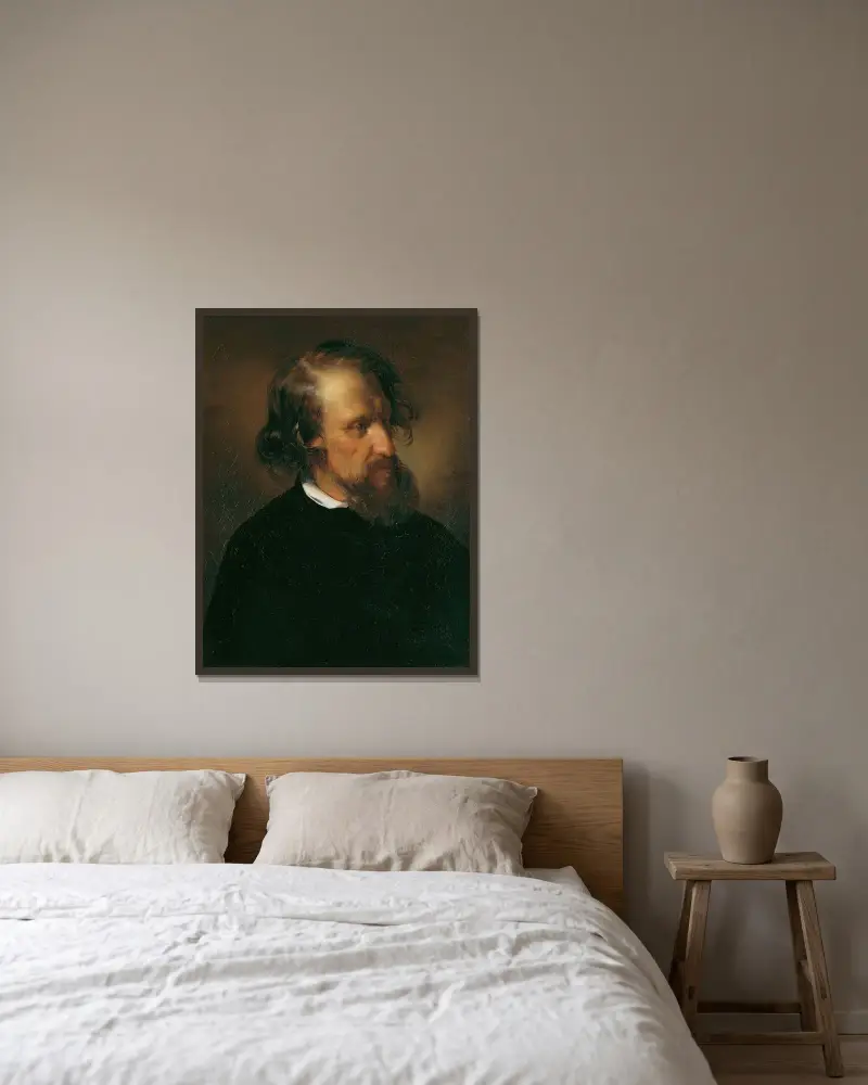 Målaren och litografen Josef Kriehuber (1800–1876) av Friedrich von Amerling inramad på en vägg