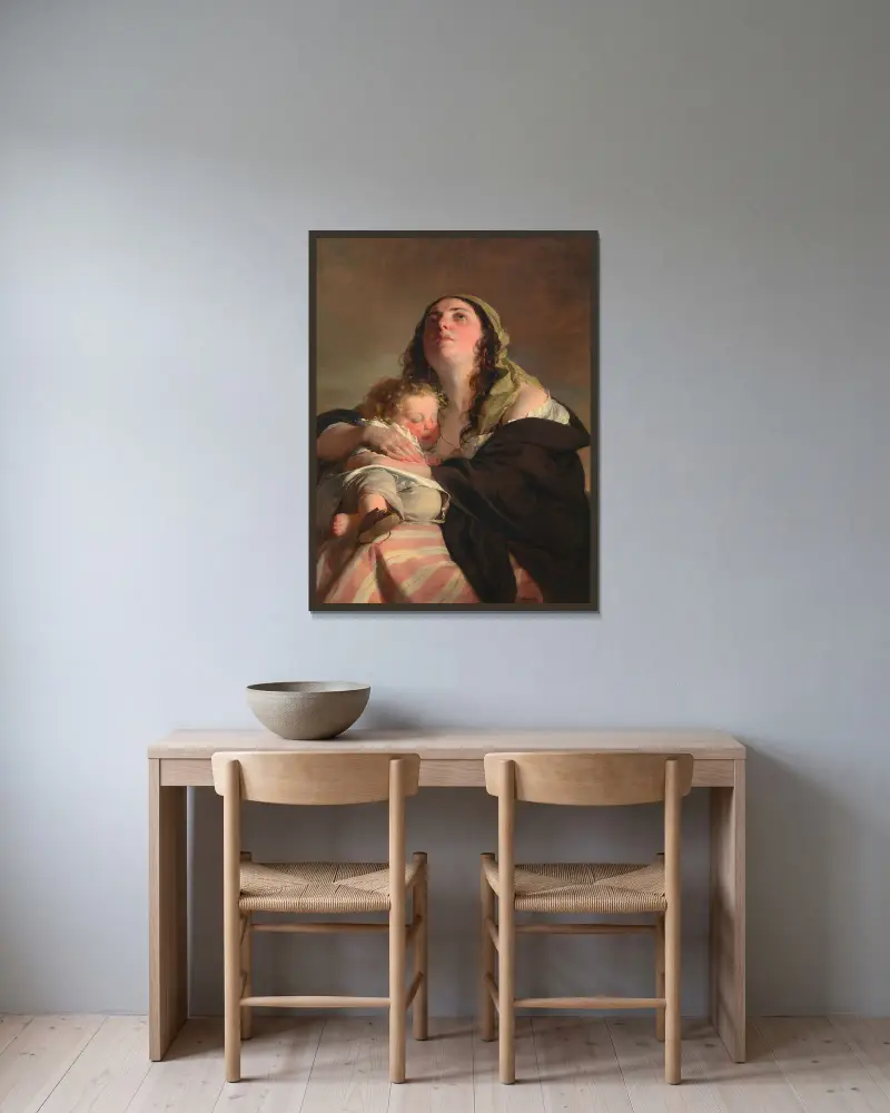 Vdova, Friedrich von Amerling v rámu na stěně