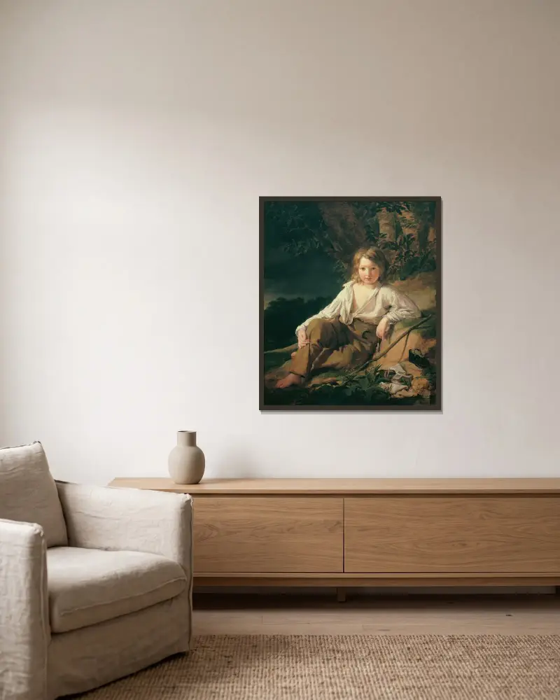 En fiskargosse av Friedrich von Amerling inramad på en vägg