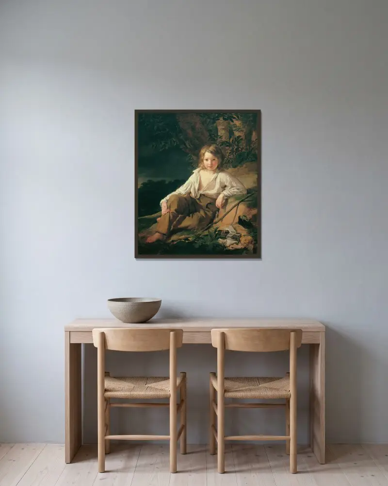 En fiskargosse av Friedrich von Amerling inramad på en vägg