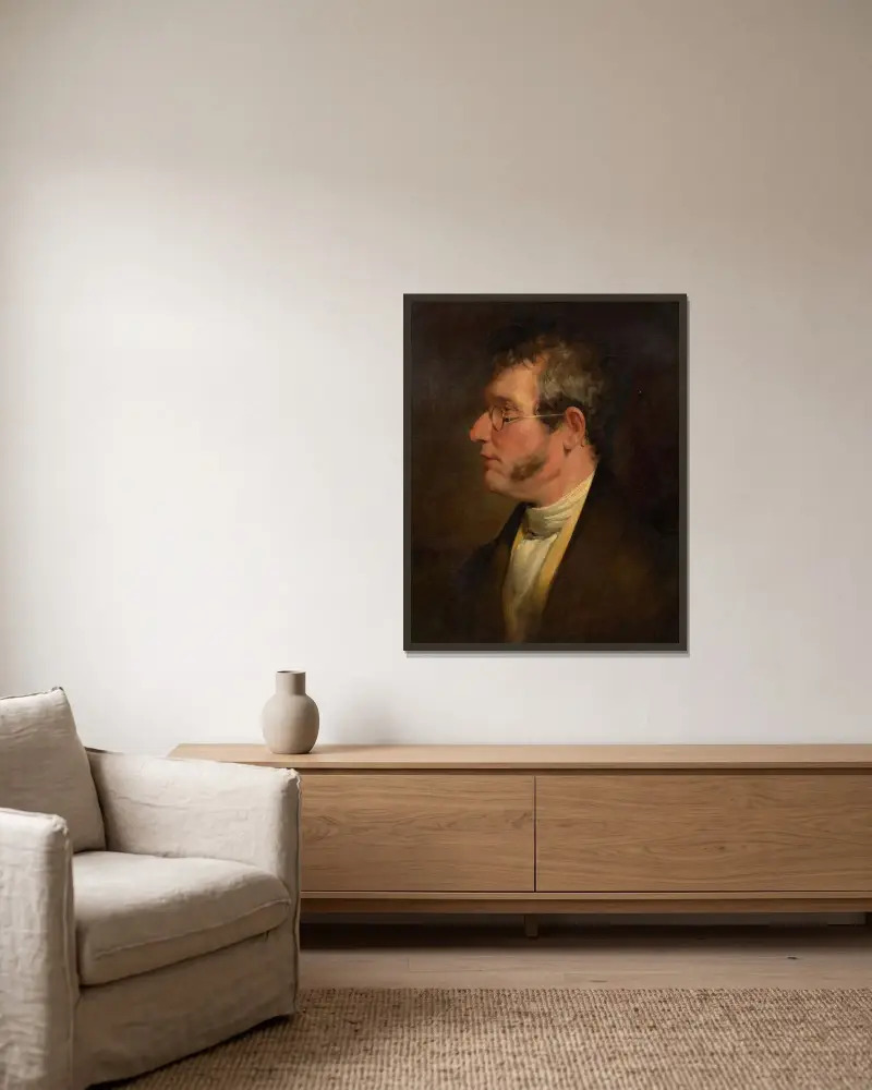 Franz Xaver Amerling (konstnärens far) av Friedrich von Amerling inramad på en vägg