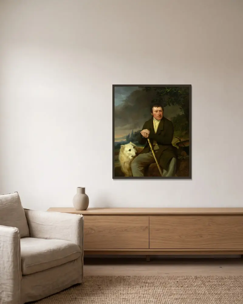 Friedrich Ludwig Müller, grosshandlare och grundare av Döblinger Armenhaus av Friedrich von Amerling inramad på en vägg