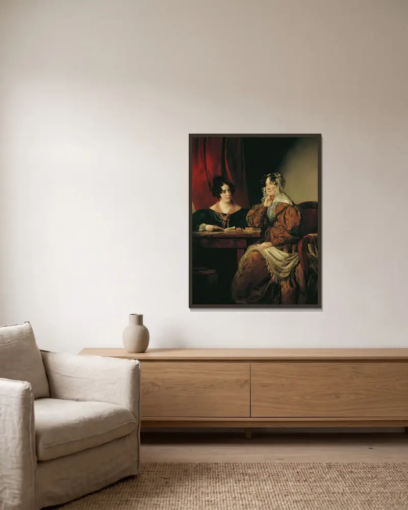 Henriette Baronin Pereira-Arnstein mit ihrer Tochter Flora av Friedrich von Amerling inramad på en vägg