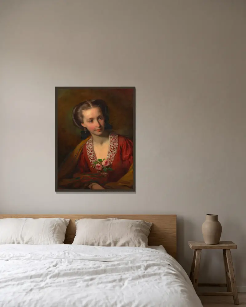 Hermine Amerling (Schwägerin Friedrich Amerlings) von Friedrich von Amerling gerahmt an einer Wand