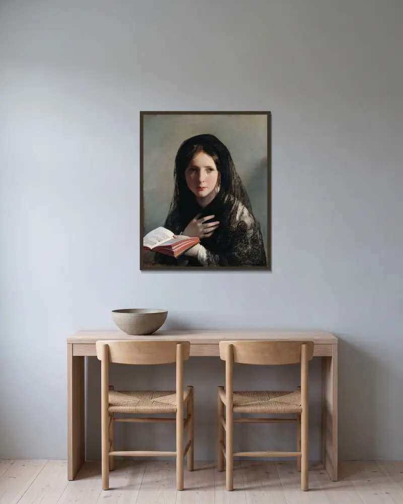 Försjunken i drömmar av Friedrich von Amerling inramad på en vägg