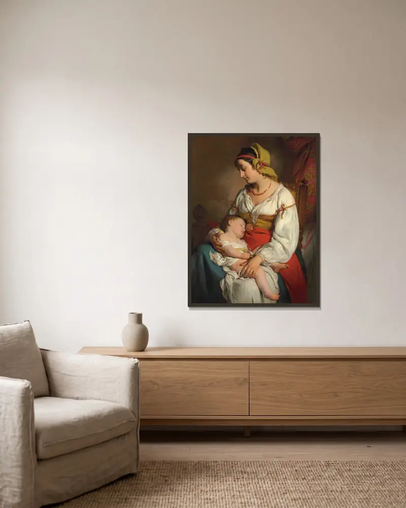 Italienische Mutter mit Kind av Friedrich von Amerling inramad på en vägg
